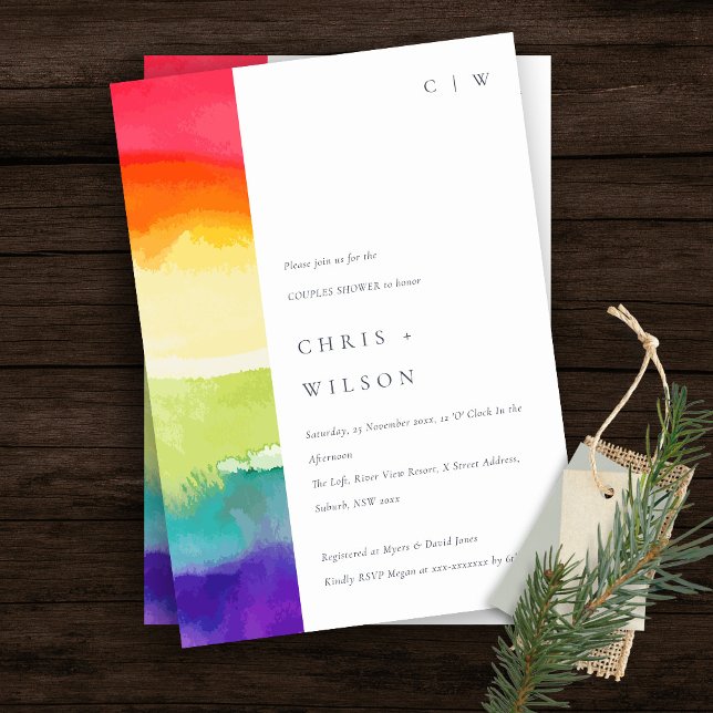 Minimal Bold Colourful Pride Rainbow Couples Showe Invitation (Creator Uploaded)