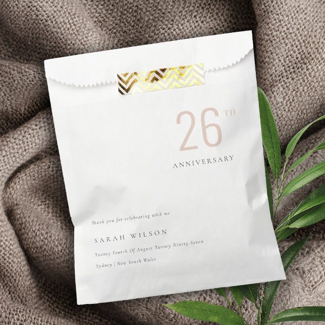 Minimal Bold Dusky Blush Any Year Anniversary Favour Bags (Creator Uploaded)