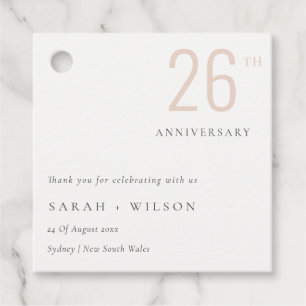 Minimal Bold Dusky Blush Any Year Anniversary Favour Tags