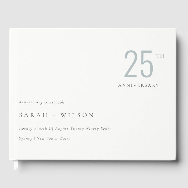 Minimal Bold Dusky Blush Any Year Anniversary  Guest Book (Front)