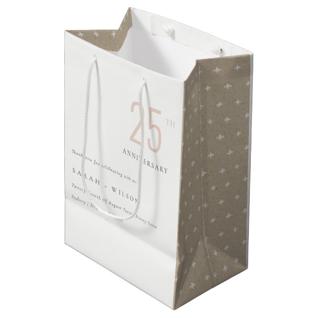 Minimal Bold Dusky Blush Any Year Anniversary Medium Gift Bag (Front Angled)
