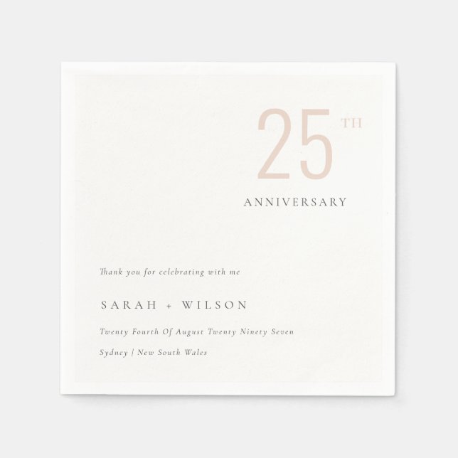 Minimal Bold  Dusky Blush Any Year Anniversary  Napkin (Front)