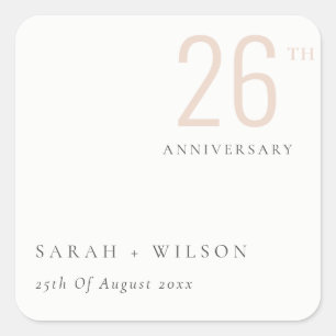 Minimal Bold Dusky Blush Any Year Anniversary Square Sticker