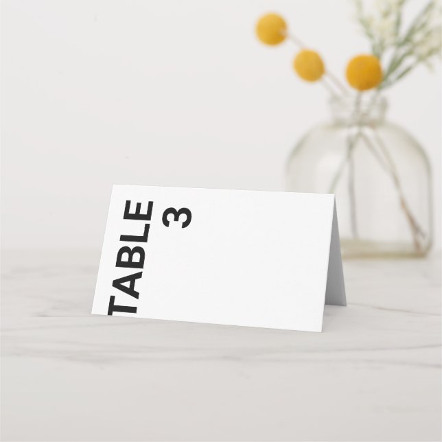 Minimal bold letters Wedding white place card (Front)