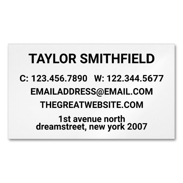 Minimal Bold Modern Trendy Magnetic Business Card (Front)