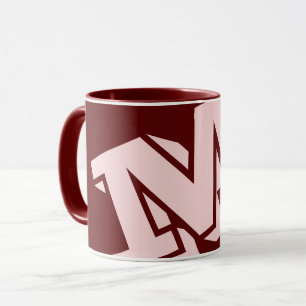 Minimal Bold Monogram Maroon Burgundy Blush Pink Mug