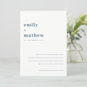 Minimal Bold Navy Blue Typography Couples Shower Invitation