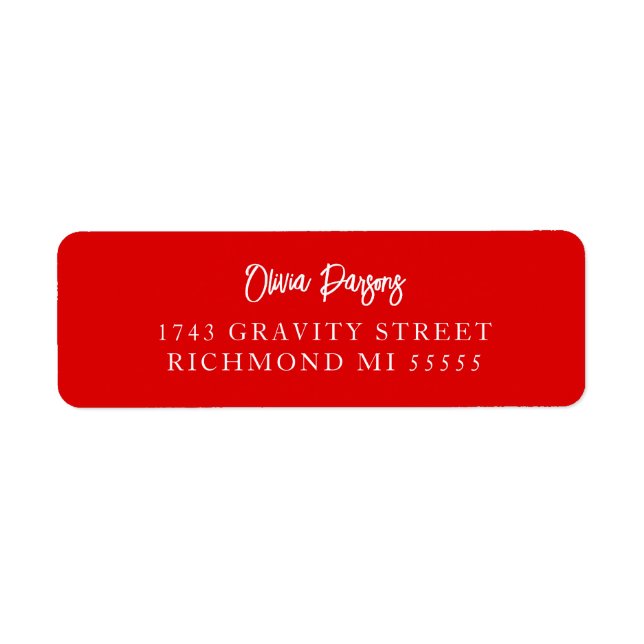 Minimal Bold Red Hand Lettering Scripted  Label (Front)