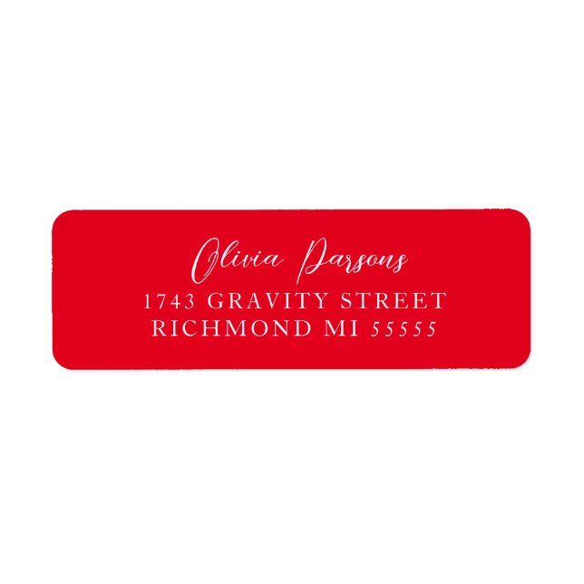 Minimal Bold Red Scripted Label (Front)