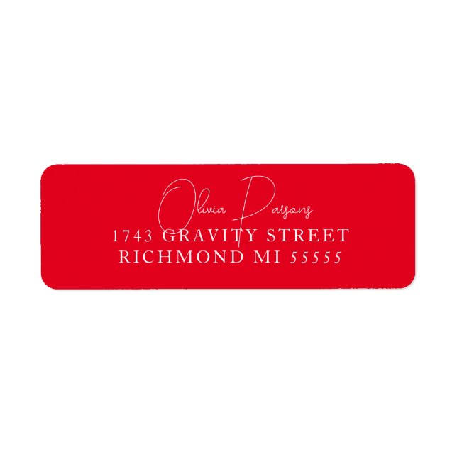 Minimal Bold Red Scripted Label (Front)