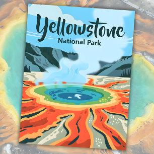 Minimal Bold Retro Yellowstone Rainbow Hot Spring Postcard