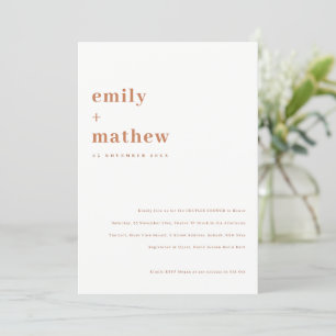 Minimal Bold Rust Orange Typography Couples Shower Invitation