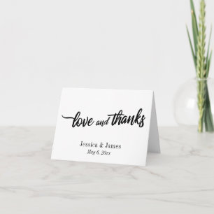Minimal Bold Script BW Wedding, Love and Thanks Thank You Card