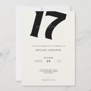 Minimal Bold Typography 17th Birthday  Invitation