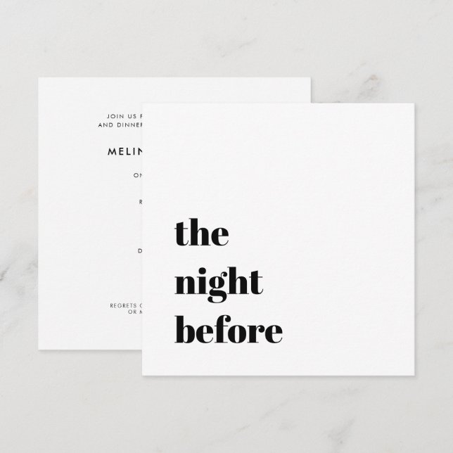 Minimal Bold Typography Wedding Dinner Rehearsal Invitation (Front/Back)