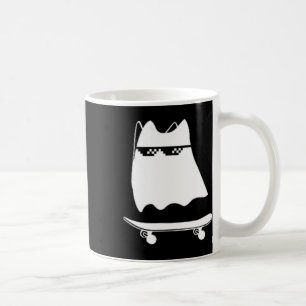 Minimal Boo Cat Skateboarding Cool Halloween Subtl Coffee Mug