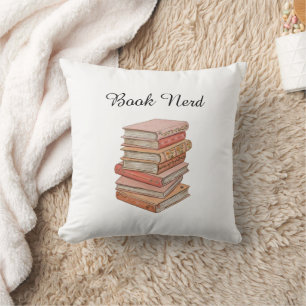 Minimal Book Lover Nerd Elegant Gift Aesthethic Cushion
