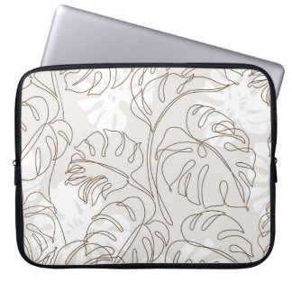 Minimal botanical art seamless pattern. Tropical m Laptop Sleeve