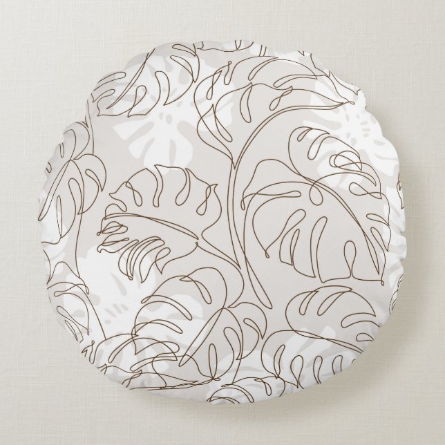 Minimal botanical art seamless pattern. Tropical m Round Cushion (Front)