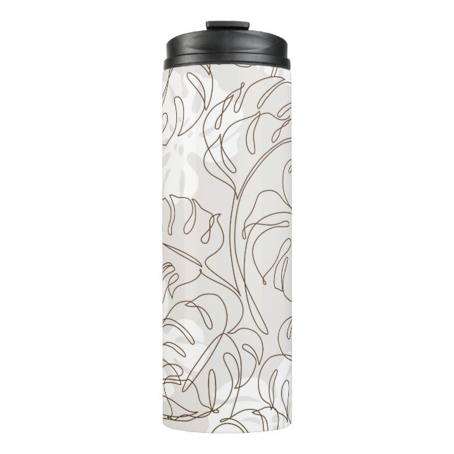 Minimal botanical art seamless pattern. Tropical m Thermal Tumbler (Front)