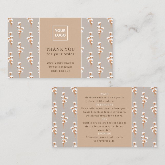 Minimal Botanical Care Instructions Card  (Front/Back)
