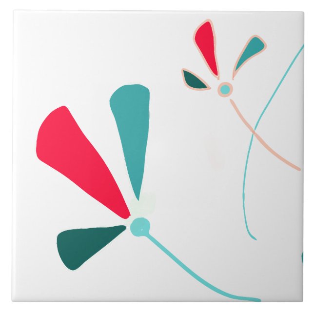 MInimal botanical design Ceramic Tile (Front)