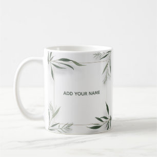 Minimal Botanical Frame Custom Name Mug