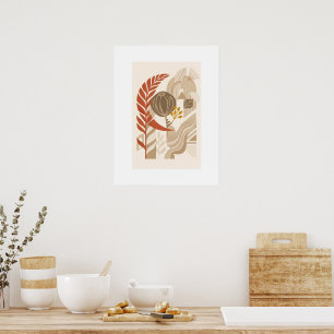 Minimal Botanical Landscape Boho Mid Century Wal Poster