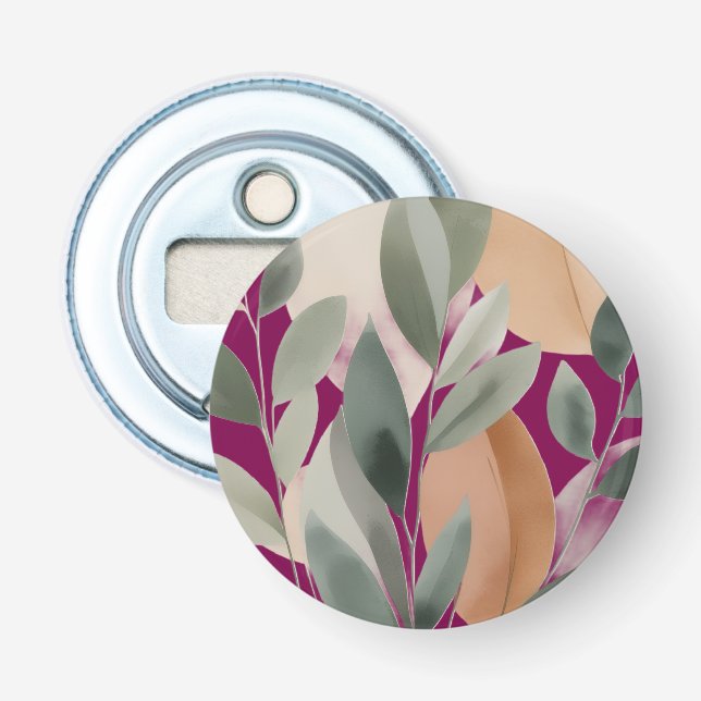 Minimal Botanical Leaf Pattern Bottle Opener (Front)