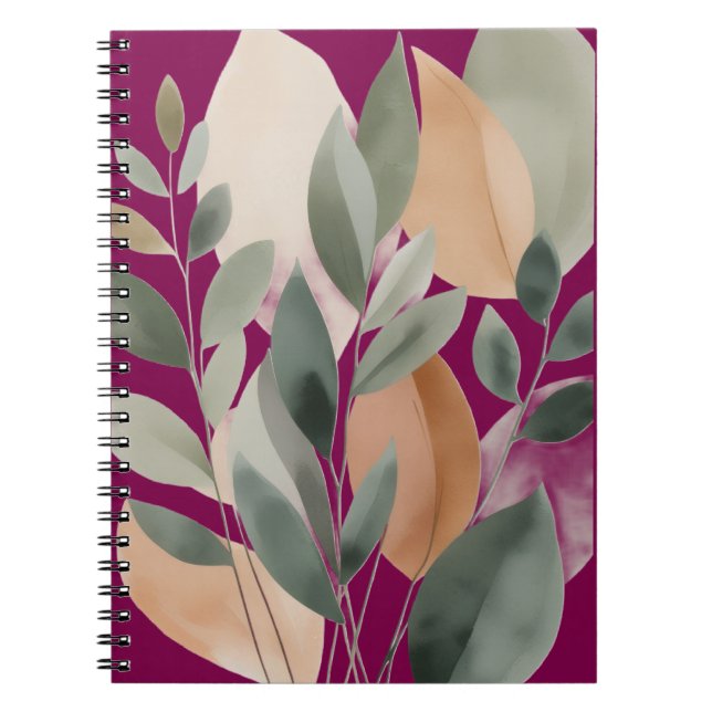 Minimal Botanical Leaf Pattern Notebook (Front)