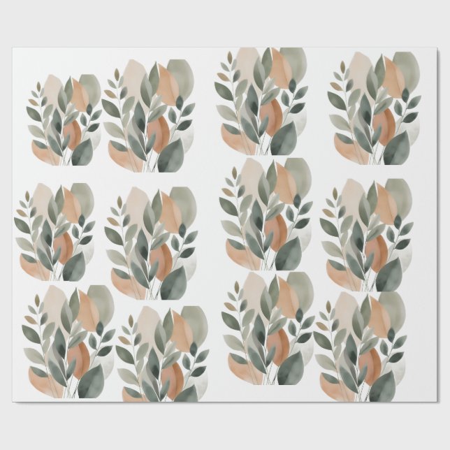 Minimal Botanical Leaf Pattern Wrapping Paper (Flat)