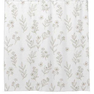 Minimal Botanical Line Art Pattern (10) Shower Curtain
