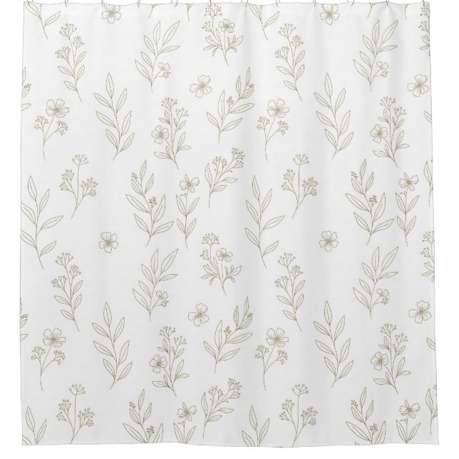 Minimal Botanical Line Art Pattern (10) Shower Curtain (Front)