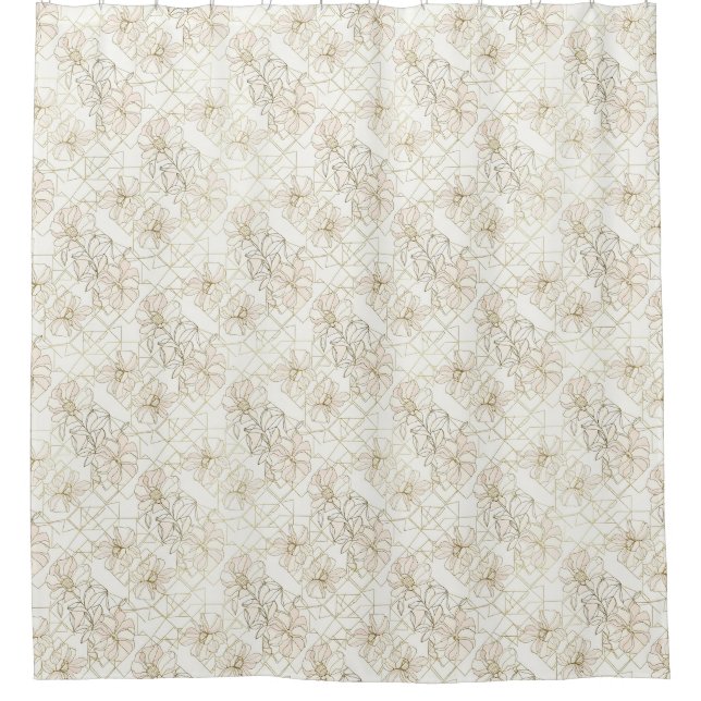 Minimal Botanical Line Art Pattern (1) Shower Curtain (Front)