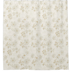 Minimal Botanical Line Art Pattern (2) Shower Curtain