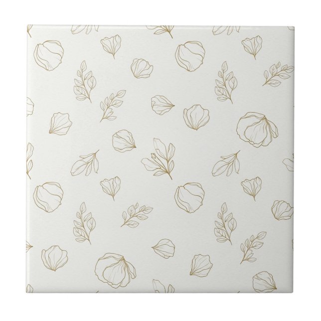 Minimal Botanical Line Art Pattern (3) Tile (Front)