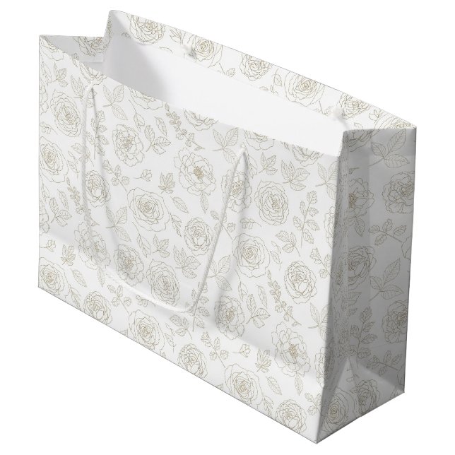 Minimal Botanical Line Art Pattern (4) Large Gift Bag (Front Angled)