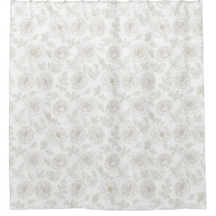 Minimal Botanical Line Art Pattern (4) Shower Curtain