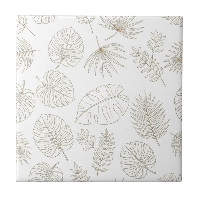 Minimal Botanical Line Art Pattern (4) Tile (Front)