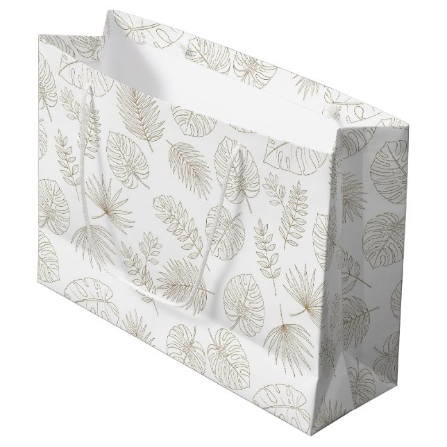 Minimal Botanical Line Art Pattern (5) Large Gift Bag (Front Angled)