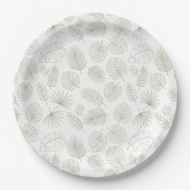 Minimal Botanical Line Art Pattern (5) Paper Plate (Front)