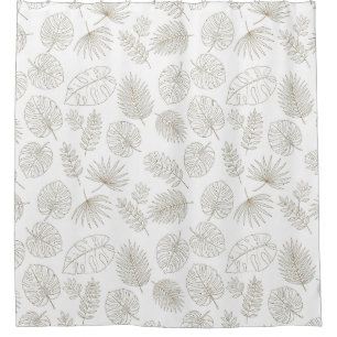 Minimal Botanical Line Art Pattern (5) Shower Curtain