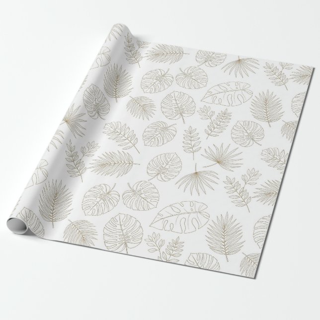 Minimal Botanical Line Art Pattern (5) Wrapping Paper (Unrolled)
