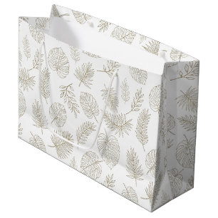 Minimal Botanical Line Art Pattern (6) Large Gift Bag