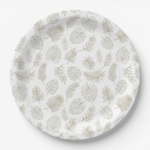 Minimal Botanical Line Art Pattern (6) Paper Plate