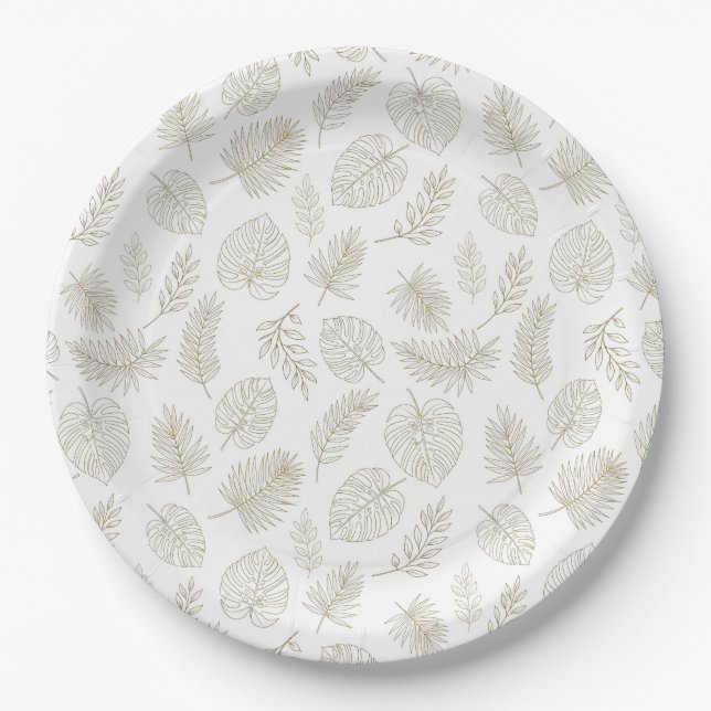 Minimal Botanical Line Art Pattern (6) Paper Plate (Front)