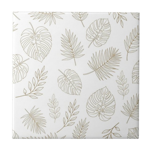 Minimal Botanical Line Art Pattern (6) Tile (Front)