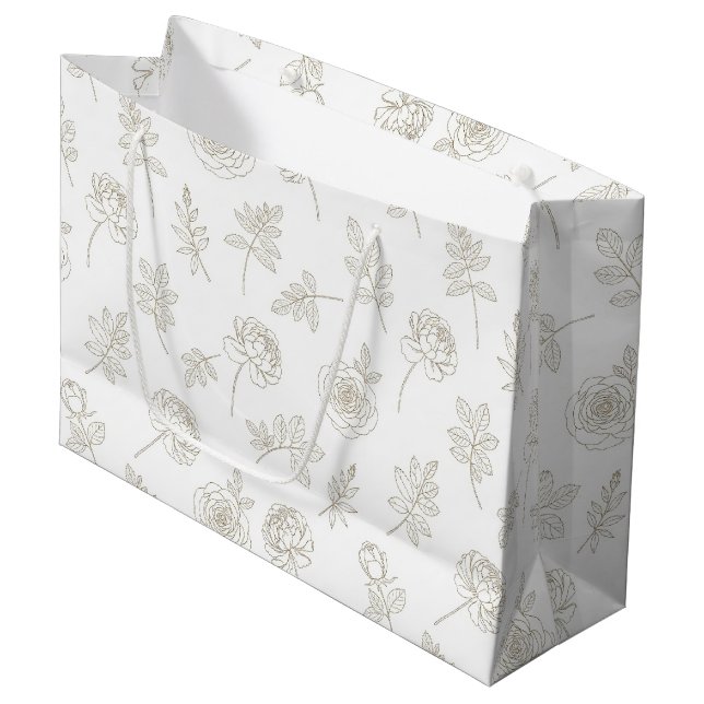 Minimal Botanical Line Art Pattern (8) Large Gift Bag (Front Angled)