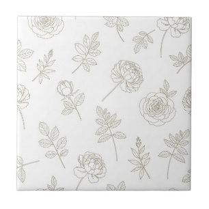 Minimal Botanical Line Art Pattern (8) Tile