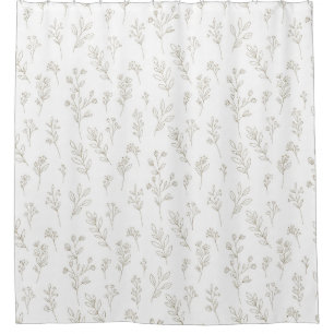 Minimal Botanical Line Art Pattern (9) Shower Curtain